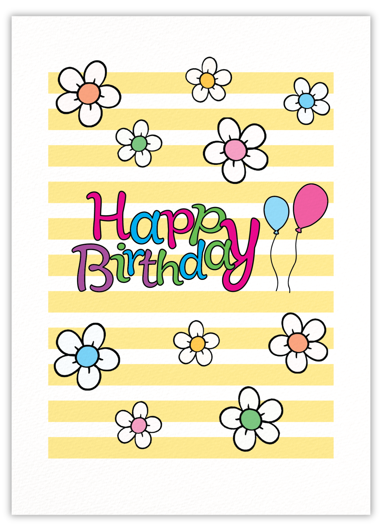 Happy birthday (flowers & stripe)